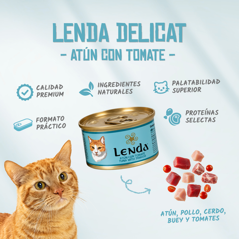 Lenda DELICAT Bocaditos en Salsa de Atún con Tomate 85g para Gatos