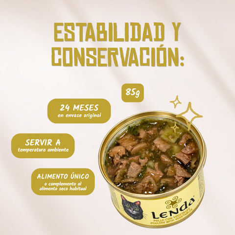 Lenda DELICAT  Bocaditos en Salsa de Pollo con Vegetales 85g para Gatos