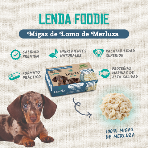 Migalhas de lombo de pescada para cachorros 120 gr