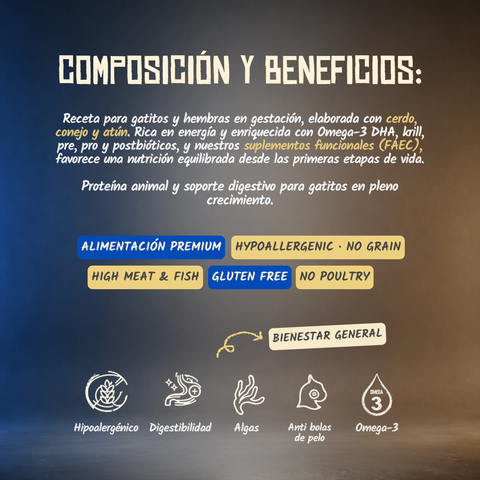 Lenda Grain Free Kitten - Cerdo, Conejo y Atún