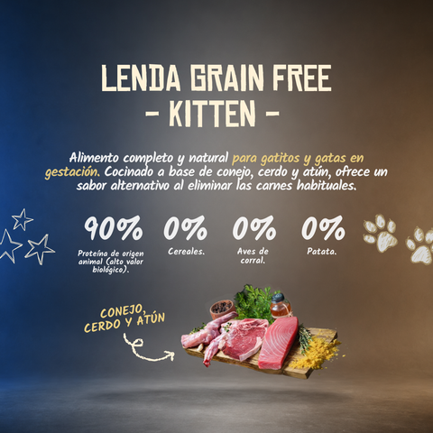 Lenda Grain Free Kitten - Cerdo, Conejo y Atún