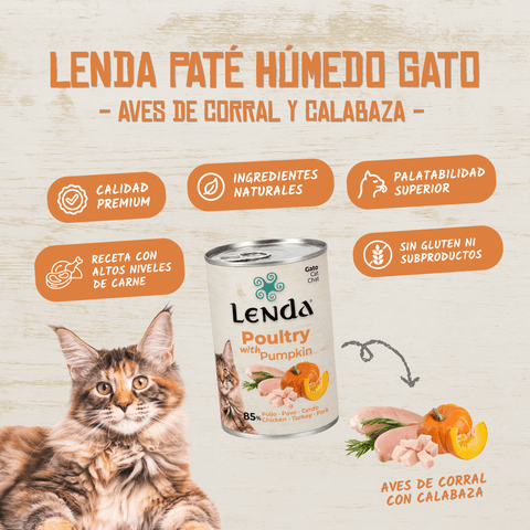 Lenda Paté Gato Aves de Corral y Calabaza