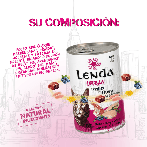 Lenda Urban Paté Gato de Pollo con Buey y Arándanos